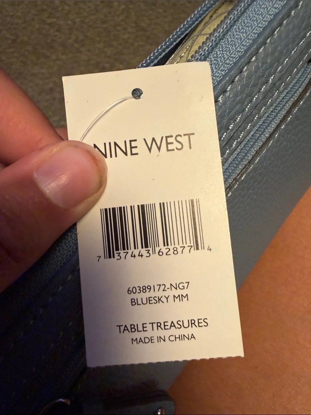 Nine West Blue Sky Pebbled Leather Zip Wallet